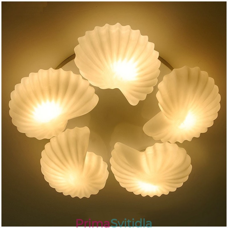 Conch 5 Light Traditional Classic Integrovaný lustr se skleněným stínidlem