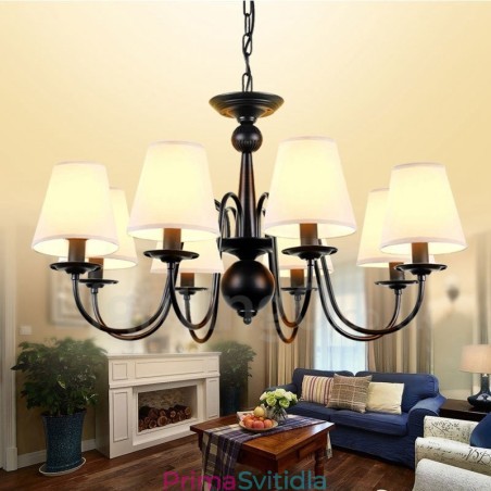 8 Integrovaný kovový lustr Light Rustic Lodge s látkovým stínidlem 8 Integrovaný kovový lustr Light Rustic Lodge s látkovým stínidlem