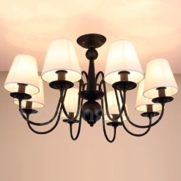 8 Integrovaný kovový lustr Light Rustic Lodge s látkovým stínidlem