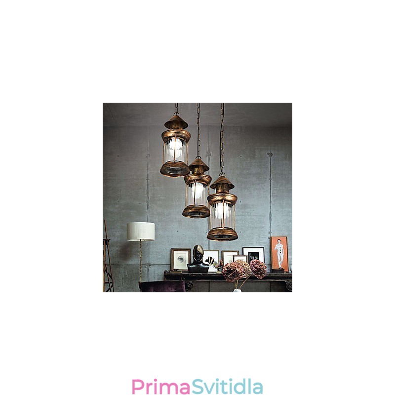 Kovové závěsné svítidlo rustikální Lodge Vintage Retro Mini Style