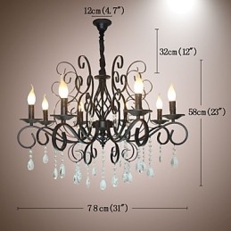8 Head of European Style Crystal Lamp Kovový Lustr Osvětlení