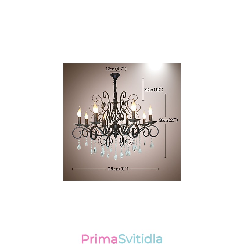 8 Head of European Style Crystal Lamp Kovový Lustr Osvětlení