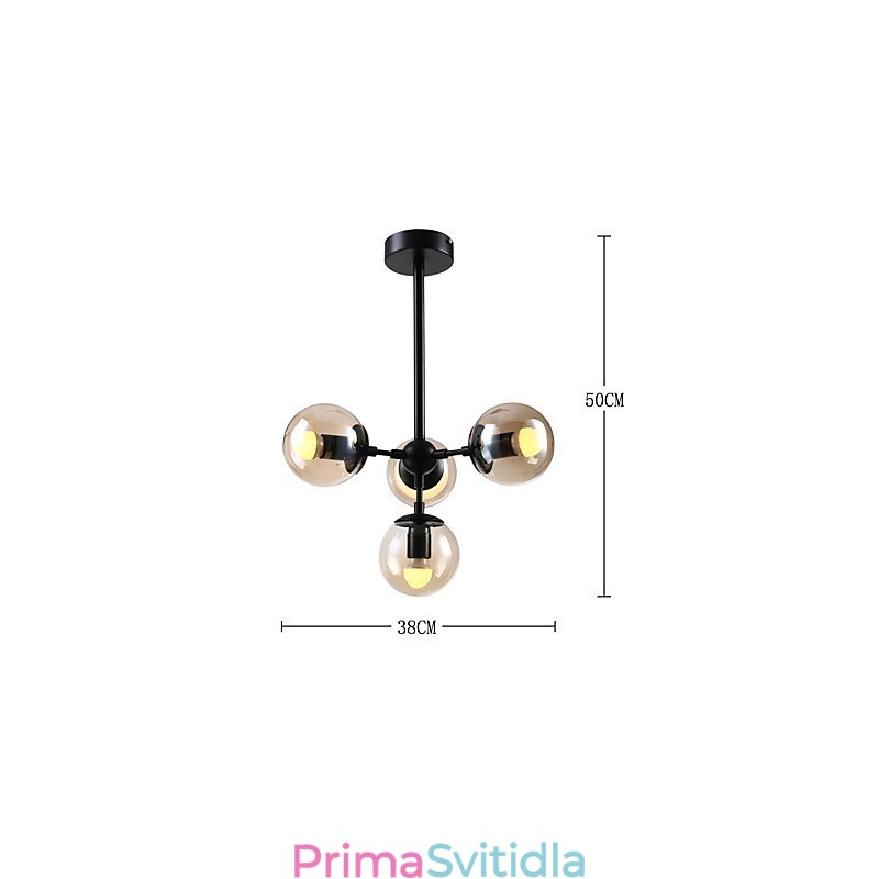 Čtyři světelné sloupky Moderní evropský styl Modo Kovová skleněná závěsná lampa Foyer Dekorativní průmyslová lustrová lampa