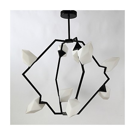 Devět světelných sloupků moderního kovu se skleněnou broskvovou lustrovou lampou zdobí závěsnou lampu jídelny Devět světelných sloupků moderního kovu se skleněnou broskvovou lustrovou lampou zdobí závěsnou lampu jídelny