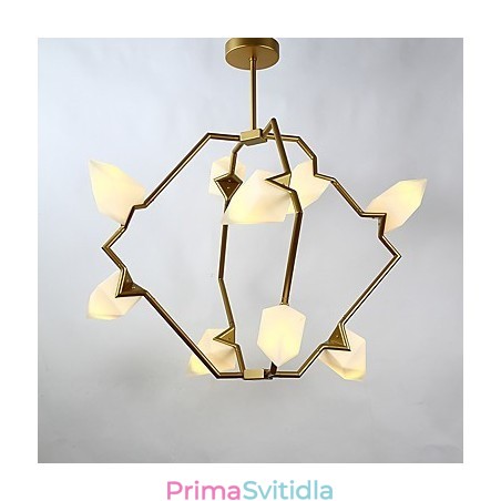 Devět světelných sloupků moderního kovu se skleněnou broskvovou lustrovou lampou zdobí závěsnou lampu jídelny Devět světelných sloupků moderního kovu se skleněnou broskvovou lustrovou lampou zdobí závěsnou lampu jídelny