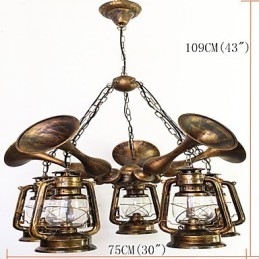 Rustikální Lodge Vintage Retro Country Globe Malba pro designéry v mini stylu Kovový lustr