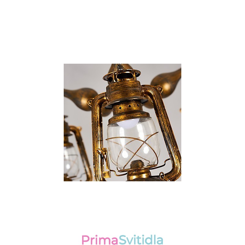 Rustikální Lodge Vintage Retro Country Globe Malba pro designéry v mini stylu Kovový lustr