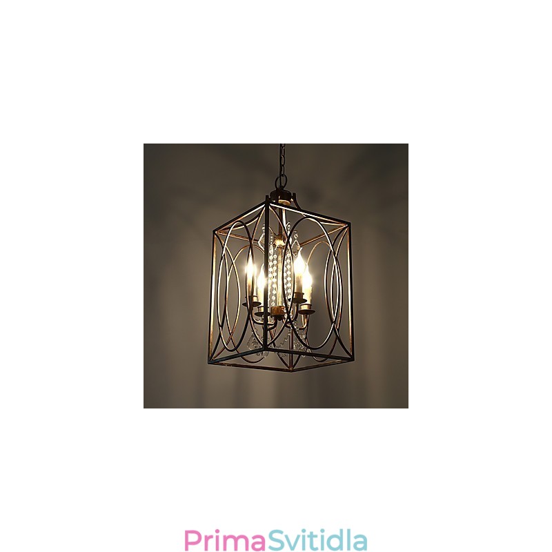 Čtyři lehké vintage kovové americké průmyslové loftové malby barva Evropská lustrová lampa interiérová ozdobná závěsná lampa