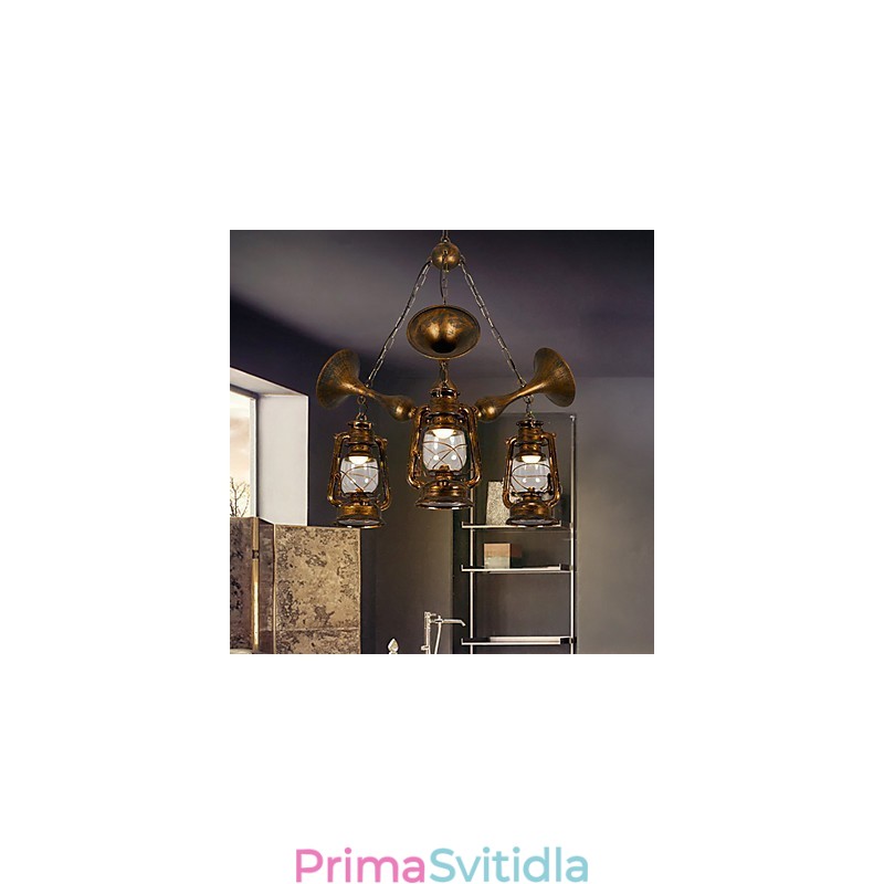 Rustic Lodge Vintage Retro Country Globe Malba pro designéry v mini stylu Kovový lustr