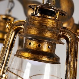 Rustic Lodge Vintage Retro Country Globe Malba pro designéry v mini stylu Kovový lustr