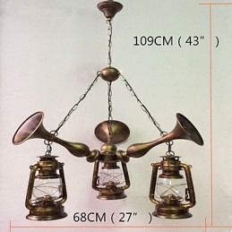 Rustic Lodge Vintage Retro Country Globe Malba pro designéry v mini stylu Kovový lustr