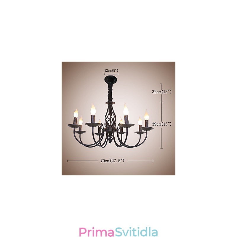 European Simple Iron Lamp Candle Lamp 8 Lustr