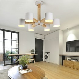 Lustr se 6 světly Moderní Současný Tradiční Klasický Vintage Country Dřevo Funkce pro dřevo