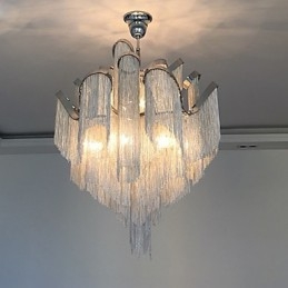 Designový přívěsek Aluminium Stream Lustr Světle stříbrná barva Točité schodiště