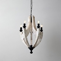 Vintage obraz Mini stylová dřevěná bambusová lustrová lampa ozdobná závěsná lampa