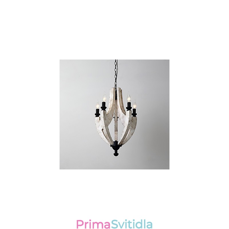 Vintage obraz Mini stylová dřevěná bambusová lustrová lampa ozdobná závěsná lampa