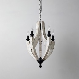 Vintage obraz Mini stylová dřevěná bambusová lustrová lampa ozdobná závěsná lampa