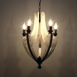 Vintage obraz Mini stylová dřevěná bambusová lustrová lampa ozdobná závěsná lampa