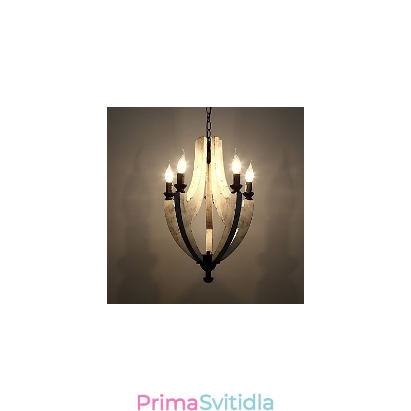 Vintage obraz Mini stylová dřevěná bambusová lustrová lampa ozdobná závěsná lampa