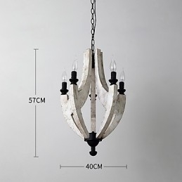 Vintage obraz Mini stylová dřevěná bambusová lustrová lampa ozdobná závěsná lampa