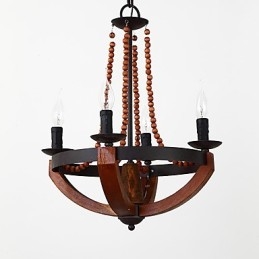 Čtyři světlý Vintage obraz Mini styl Dřevěný bambusový lustr Lampa ozdobná závěsná lampa