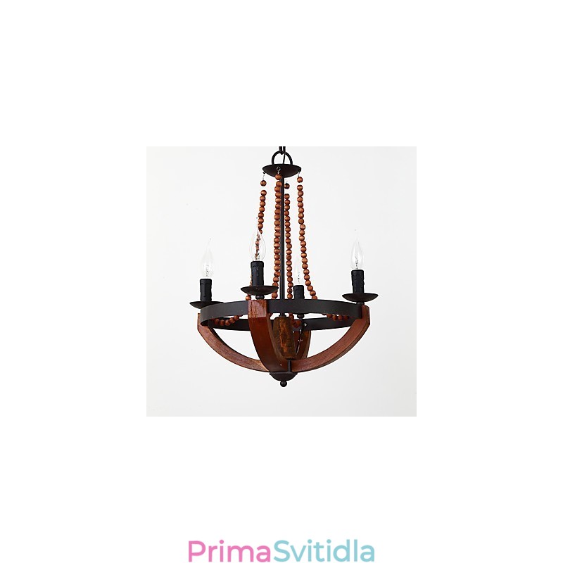 Čtyři světlý Vintage obraz Mini styl Dřevěný bambusový lustr Lampa ozdobná závěsná lampa