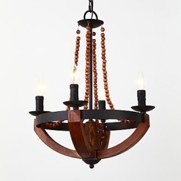 Čtyři světlý Vintage obraz Mini styl Dřevěný bambusový lustr Lampa ozdobná závěsná lampa