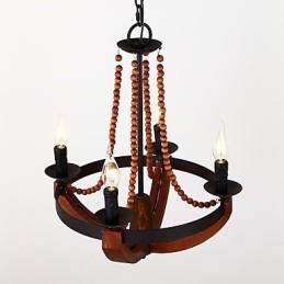 Čtyři světlý Vintage obraz Mini styl Dřevěný bambusový lustr Lampa ozdobná závěsná lampa