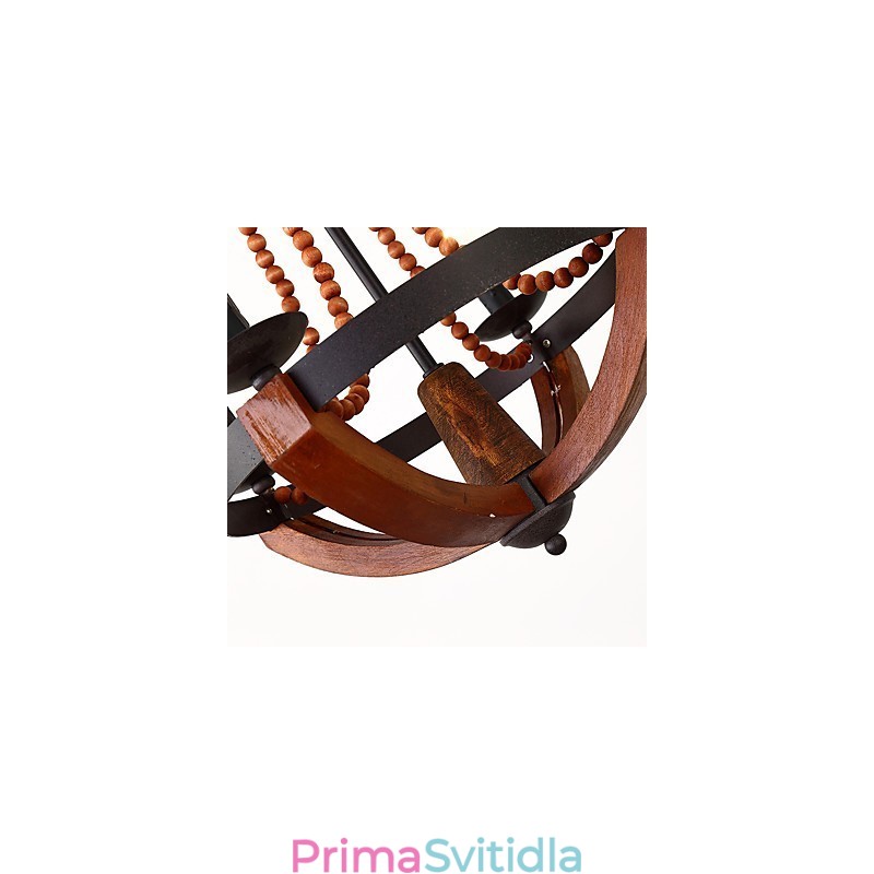 Čtyři světlý Vintage obraz Mini styl Dřevěný bambusový lustr Lampa ozdobná závěsná lampa