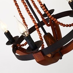 Čtyři světlý Vintage obraz Mini styl Dřevěný bambusový lustr Lampa ozdobná závěsná lampa