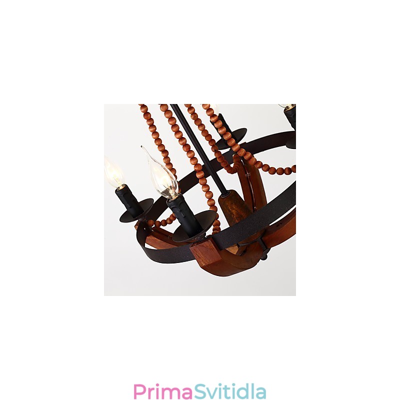 Čtyři světlý Vintage obraz Mini styl Dřevěný bambusový lustr Lampa ozdobná závěsná lampa