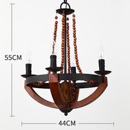 Čtyři světlý Vintage obraz Mini styl Dřevěný bambusový lustr Lampa ozdobná závěsná lampa