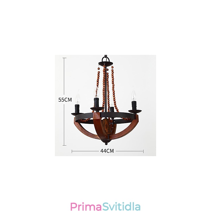 Čtyři světlý Vintage obraz Mini styl Dřevěný bambusový lustr Lampa ozdobná závěsná lampa