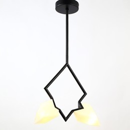 2 Light Post Moderní kov se sklem Broskvová lustrová lampa Dekorativní závěsná lampa do jídelny