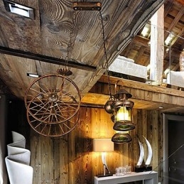 Rustic Lodge Vintage Retro Country Globe Malba pro designéry v mini stylu Kovový lustr