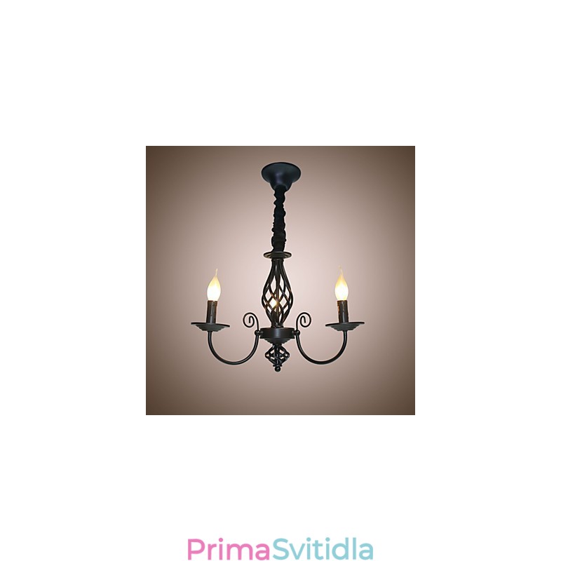 Lustr v evropském stylu 3 světla Lustr Jednoduchá světla Creative Iron Candles Lamps