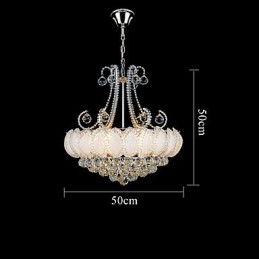 Moderní luxusní lustr křišťálové závěsné světlo o průměru 50 cm obsahuje 8 žárovek
