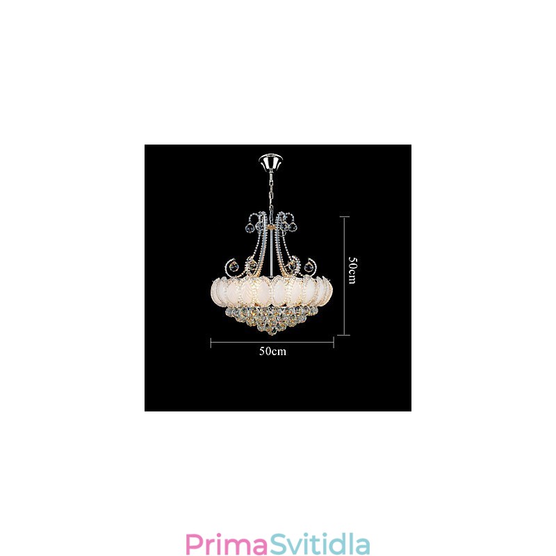 Moderní luxusní lustr křišťálové závěsné světlo o průměru 50 cm obsahuje 8 žárovek