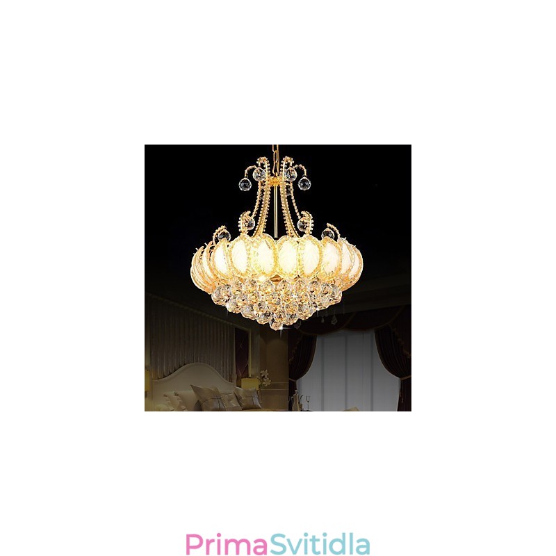 Moderní luxusní lustr křišťálové závěsné světlo o průměru 50 cm obsahuje 8 žárovek