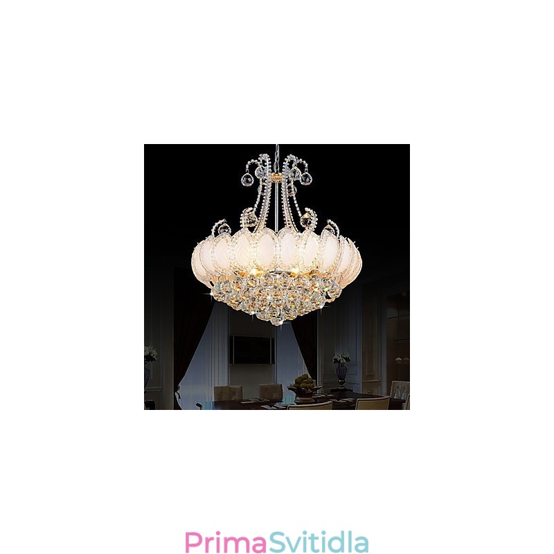 Moderní luxusní lustr křišťálové závěsné světlo o průměru 50 cm obsahuje 8 žárovek