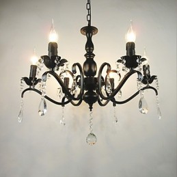 Lustr Jednoduché křišťálové železné svíčky osvětlení dekorace lampy osvětlení