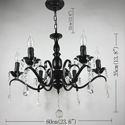 Lustr Jednoduché křišťálové železné svíčky osvětlení dekorace lampy osvětlení