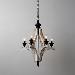 Vintage obraz Mini stylová dřevěná bambusová lustrová lampa ozdobná závěsná lampa