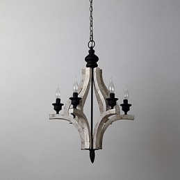 Vintage obraz Mini stylová dřevěná bambusová lustrová lampa ozdobná závěsná lampa