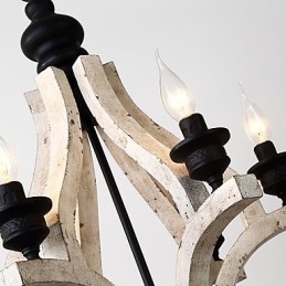Vintage obraz Mini stylová dřevěná bambusová lustrová lampa ozdobná závěsná lampa