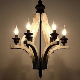 Vintage obraz Mini stylová dřevěná bambusová lustrová lampa ozdobná závěsná lampa