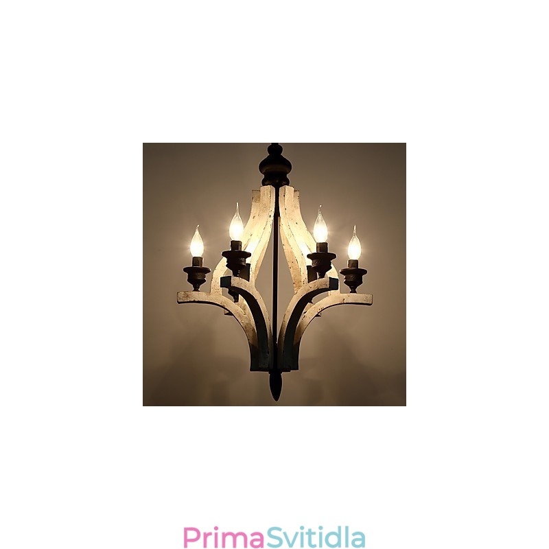 Vintage obraz Mini stylová dřevěná bambusová lustrová lampa ozdobná závěsná lampa
