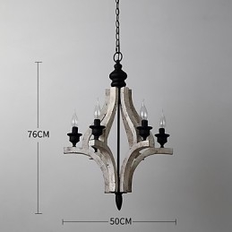 Vintage obraz Mini stylová dřevěná bambusová lustrová lampa ozdobná závěsná lampa