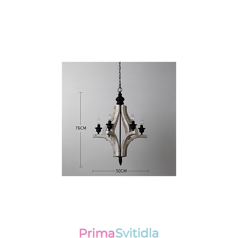 Vintage obraz Mini stylová dřevěná bambusová lustrová lampa ozdobná závěsná lampa