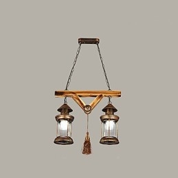 Rustikální Lodge Globe Vintage Retro Country Malba Kovový lustr pro designéry v mini stylu